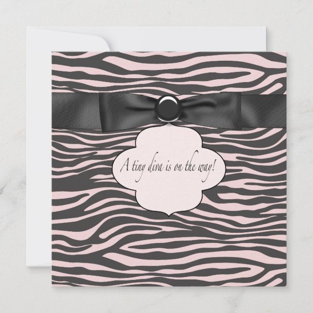 Pink Black Zebra Baby Girl Shower Invitation (Front)