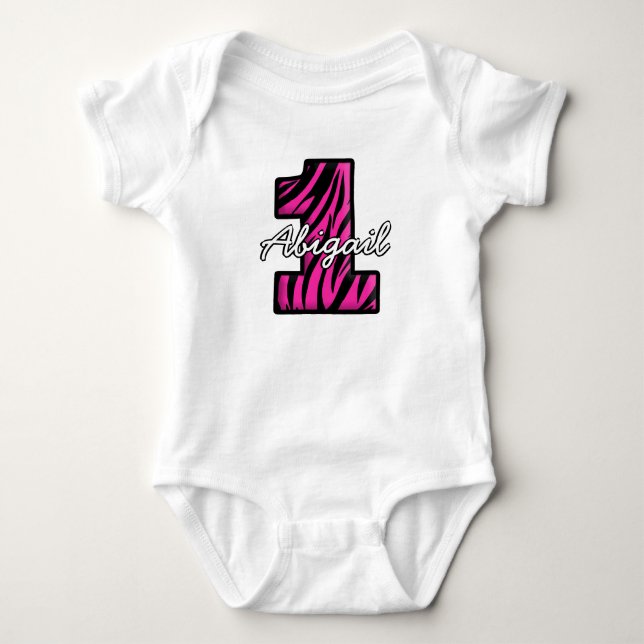 Pink Black Zebra One Year Old Infant Creeper (Front)