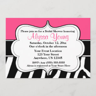 Pink Black Zebra Print Invitation