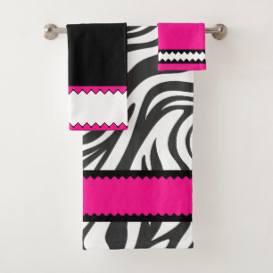 Pink, Black & Zebra print Towel Set