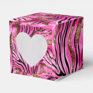 Pink & Black Zebra Print With Gold Accents Favor Box