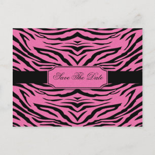 Pink Black Zebra Save The Date Announcement Postcard