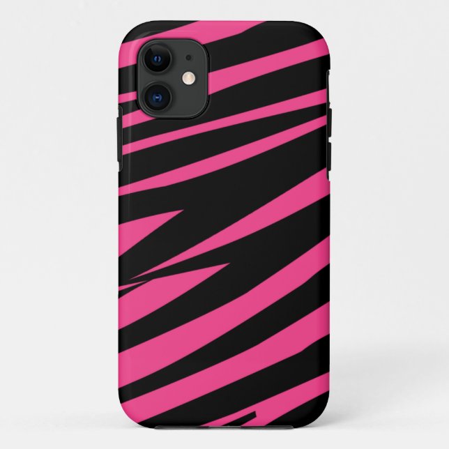 Pink black zebra stripe fun stylish iphone 5 case (Back)