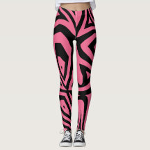 Pink & Black Zebra Stripes Womens Leggings