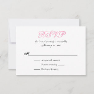 Pink Blanc Plaine Simple Mariage Cartes RSVP