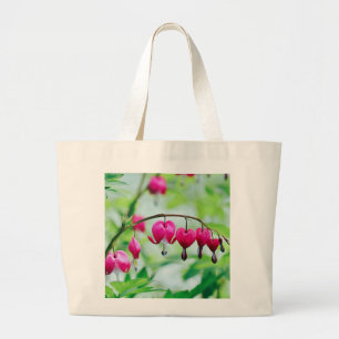 Pink Bleeding heart Flower Large Tote Bag