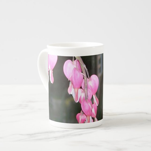 Pink Bleeding Heart Flower Mothers Day China Mug (Front Left)
