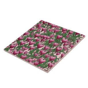 Pink bleeding heart flower pattern tile
