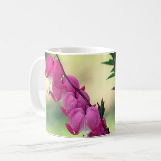 Pink Bleeding Hearts Flower Personalized Coffee Mug (Front Left)