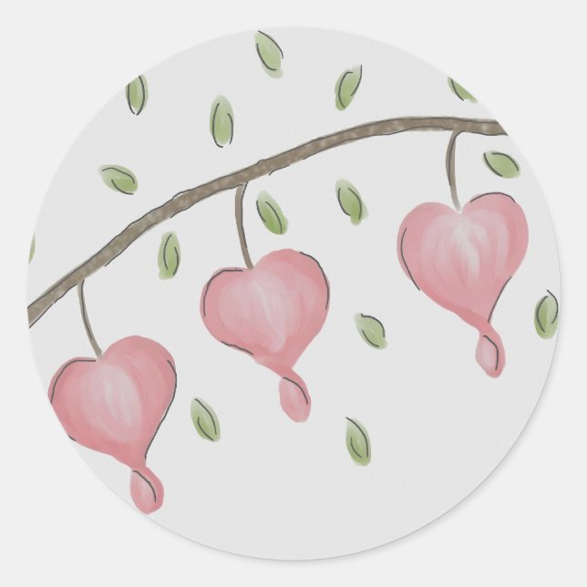 Pink Bleeding Hearts Stickers (Front)