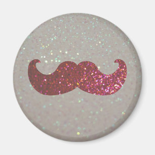 Pink Bling Moustache (Faux Glitter Graphic) Magnet
