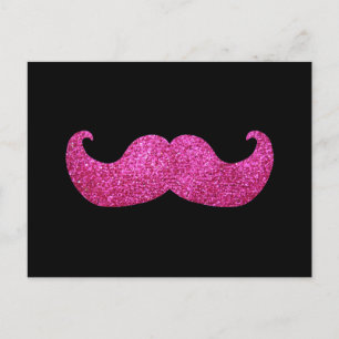Pink Bling Moustache (Faux Glitter Graphic) Postcard