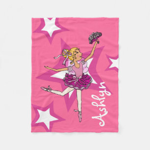 Pink blonde ballerina girl name ballet blanket