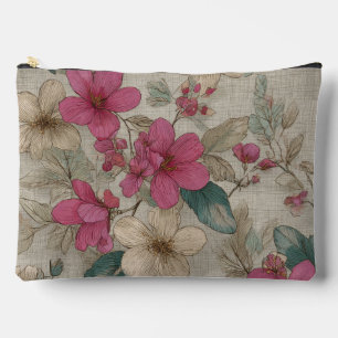 Pink Bloom Floral Accessory Pouch