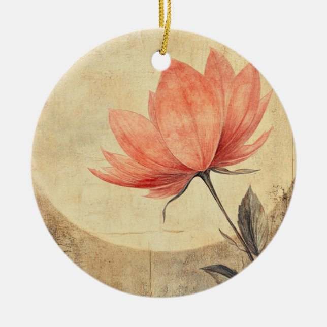 Pink Bloom & Moonlit Serenity Ceramic Ornament (Front)
