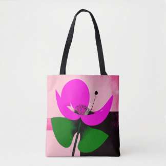 Pink Bloom with Green Leaves Tote Bag
