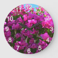 Pink Blooming Bougainvillaea Flowers, Wall Clock