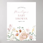 Pink Blooming Flowers Baby Shower Welcome Sign
