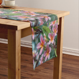 Pink Blooming Frangipani Tree, Short Table Runner