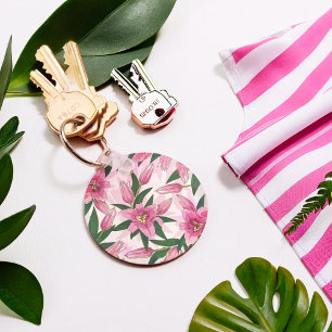 Pink Blooming Lily Keychain