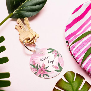 Pink Blooming Lily Keychain