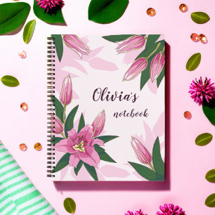 Pink Blooming Lily Notebook