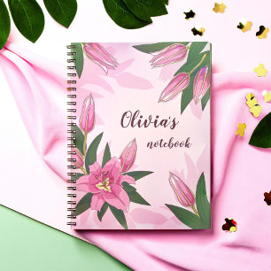 Pink Blooming Lily Notebook