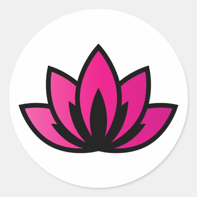 Pink Blooming Lotus Flower symbol Classic Round Sticker (Front)