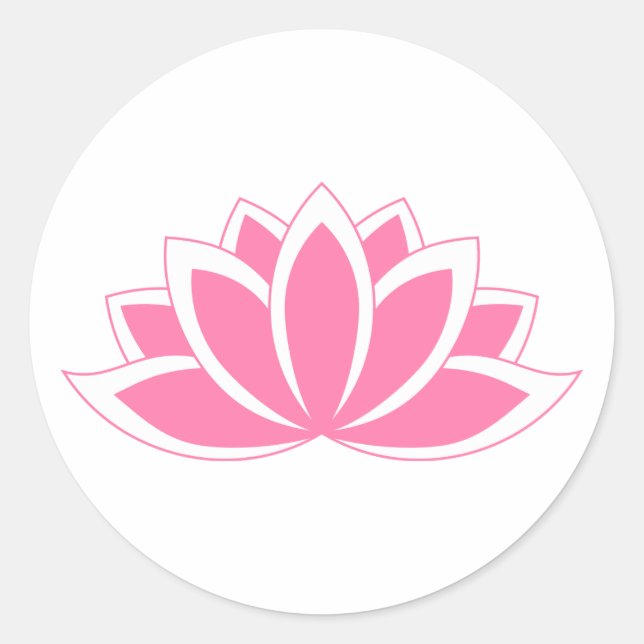 Pink Blooming Lotus Flower symbol Classic Round Sticker (Front)