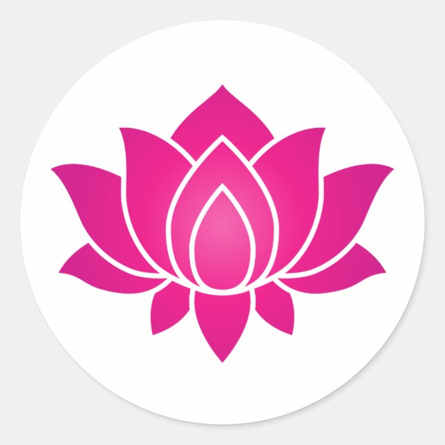 Pink Blooming Lotus Flower symbol Classic Round Sticker (Front)