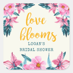 Pink Blooms Bridal Shower Sticker