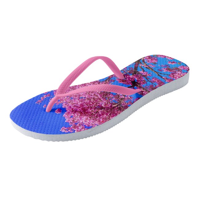 Pink Blooms Flip Flops (Angled)