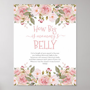 Pink Blooms Floral How Big is Mommy's Belly Game Poster