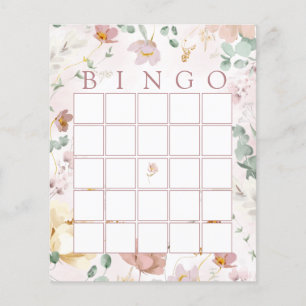 Pink Blooms Shower Bingo Game Card