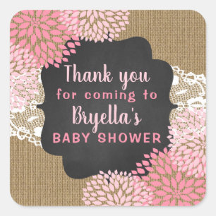 Pink Blooms thank you for coming sticker