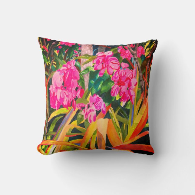 Pink Blooms Throw Pillow (Front)