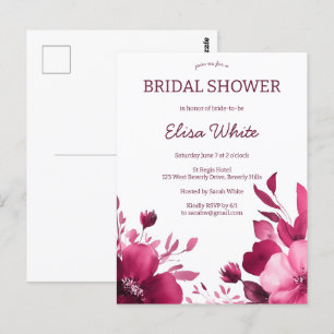 Pink Blooms Watercolor Bridal Shower CUSTOM Postcard