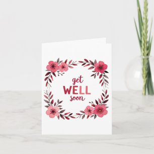 Pink Blooms Watercolor GET WELL SOON Card