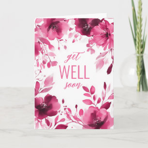 Pink Blooms Watercolor GET WELL SOON CUSTOM  Card