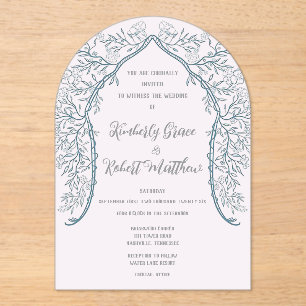 Pink Blossom Acrylic Frosted Wedding Invitation