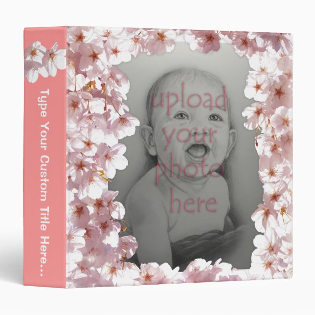 Pink Blossom Binder Book Personalized Binder Gifts (Front/Spine)