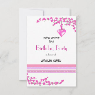 Pink Blossom Birthday Party Invitation