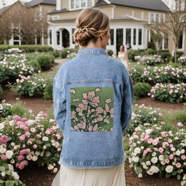 Pink Blossom Cascade Denim Jacket (Wedding Back)
