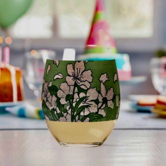 Pink Blossom Cascade  Stemless Wine Glass (Creator Uploaded)