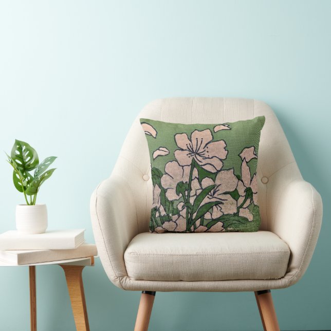Pink Blossom Cascade Throw Pillow (Chair)