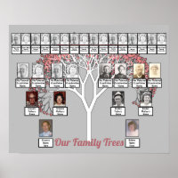 Pink Blossom Fractal Tree Gray Two Family Trees   