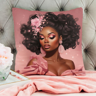 Pink Blossom Glamour Throw Pillow