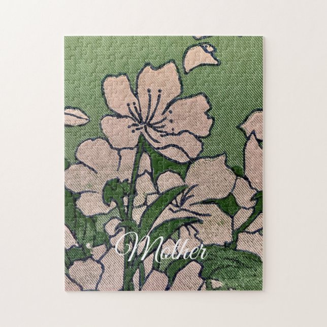 Pink Blossom Green Jigsaw Puzzle (Vertical)