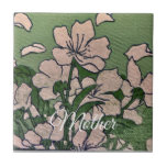 Pink Blossom Green Tile<br><div class="desc">Add a personalized touch to your space with our customizable Pink Blossom Green tiles — perfect for home decor,  gifts,  and creative design projects.</div>