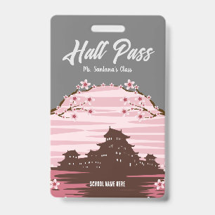 Pink Blossom Hall Pass Badge